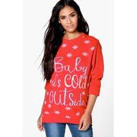 Bridgette Baby It\'s Cold Outside Christmas Jumper - red