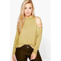 Briony Strappy Cut Out Shoulder Top - olive