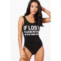 bridal slogan bodysuit black