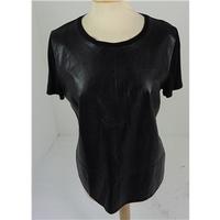 Brand New Without Tags M&S Collection Size 8 Black Top with Leather Look Front