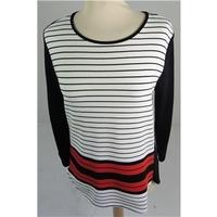 Brand New Without Tags M&S Collection Size 8 Black Top with White Red and Black Striped Front