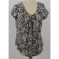 Brand New Without Tags M&S Collection Size 8 Black White Pink And Brown Leopard Print Top