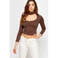 Brown Choker Crop Top