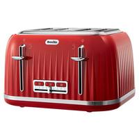 breville vtt783 impressions collection 4 slice toaster in red