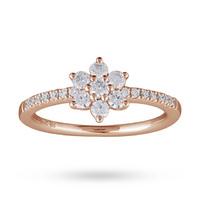 Brilliant Cut 0.48 Carat Total Weight Diamond Cluster Promise Engagement Ring in 9 Carat Rose Gold - Ring Size Q