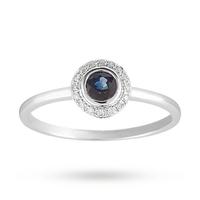 Brilliant Cut Sapphire Ring in 9 Carat White Gold - Ring Size L