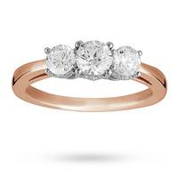 Brilliant Cut 1.00 Total Carat Weight Three Stone And Diamond Ring Set In 18 Carat Rose Gold - Ring Size M