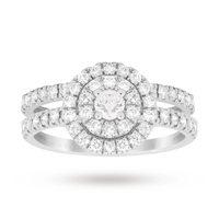 Brilliant Cut 1.00 Total Carat Weight Cluster Bridal Set in 18 Carat White Gold
