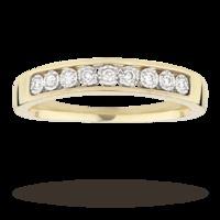 Brilliant cut 0.09 total carat weight diamond eternity ring set in 9 carat yellow gold - Ring size K