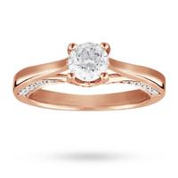 brilliant cut 053 carat solitaire diamond ring set in 18 carat rose go ...