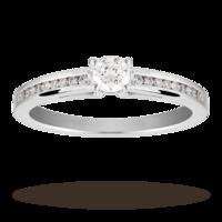 Brilliant Cut 0.33 Total Carat Weight Solitaire And Diamond Set Shoulders Ring Set In 9 Carat White Gold - Ring Size N.5