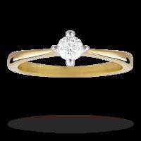 Brilliant Cut 0.15 Carat Solitaire Diamond Ring In 9 Carat Yellow Gold - Ring Size P