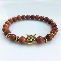 Bracelet Strand Bracelet Turquoise Owl Circle Volcanic Magnetic Therapy Gift Jewelry Gift Gold 1pc
