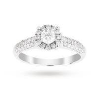 Brilliant cut 0.48 total carat weight cluster and diamond set shoulders ring set in 9 carat white gold