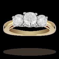 Brilliant Cut 1.00 Total Carat Weight Three Stone And Diamond Ring Set In 18 Carat Yellow Gold - Ring Size K