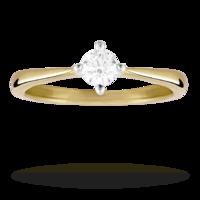 Brilliant Cut 0.25 Carat Solitaire Diamond Ring In 9 Carat Yellow Gold - Ring Size M