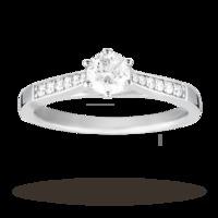 Brilliant Cut 0.42 Total Carat Weight Solitaire And Diamond Set Shoulders Ring Set In Platinum - Ring Size P