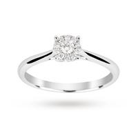 Brilliant cut 0.15 carat solitaire diamond ring in 9 carat white gold - Ring size K