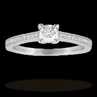 Brilliant Cut 0.30 Total Carat Weight Solitaire And Diamond Set Shoulders Ring In 18 Carat White Gold - Ring Size N