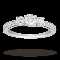 Brilliant Cut 0.50 Total Carat Weight Three Stone And Diamond Set Shoulders Ring Set In 18 Carat White Gold - Ring Size P
