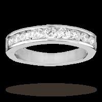 Brilliant cut 1.00 total carat weight 9 stone diamond eternity ring in 18 carat white gold - Ring size J