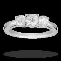 Brilliant Cut 1.00 Total Carat Weight Three Stone And Diamond Ring Set In 18 Carat White Gold