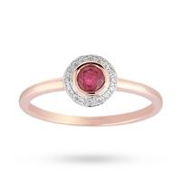 brilliant cut ruby ring in 9 carat rose gold ring size n