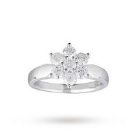 Brilliant Cut 1.00ct Total Weight Diamond Cluster Ring In 18ct White Gold - Ring Size O