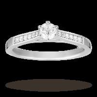 Brilliant Cut 0.33 Total Carat Weight Solitaire And Diamond Set Shoulders Ring Set In Platinum - Ring Size J