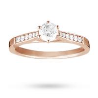 Brilliant Cut 0.33 Total Carat Weight Solitaire And Diamond Set Shoulders Ring Set In 18 Carat Rose Gold - Ring Size M