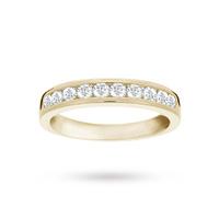 Brilliant Cut 0.50 Carat Channel Set Half Eternity Ring in 18 Carat Yellow Gold - Ring Size O