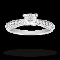 Brilliant Cut 0.55 Total Carat Weight Solitaire And Diamond Set Shoulders Ring Set In 18 Carat White Gold