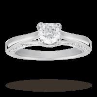 brilliant cut 077 carat solitaire diamond ring set in 18 carat white g ...