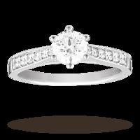 Brilliant Cut 0.65 Total Carat Weight Solitaire And Diamond Set Shoulders Ring Set In Platinum - Ring Size O