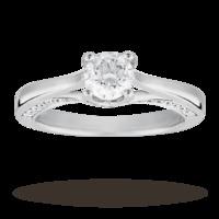 Brilliant Cut 0.53 Carat Solitaire Diamond Ring Set In 18 Carat White Gold - Ring Size N