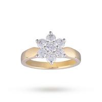Brilliant Cut 1.00ct Total Weight Diamond Cluster Ring In 18ct Yellow Gold - Ring Size J