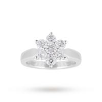 Brilliant Cut 0.50ct Total Weight Diamond Cluster Ring In 18ct White Gold - Ring Size P
