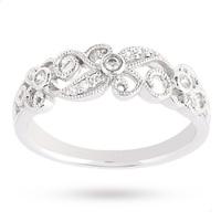 Brilliant Cut 0.10 Carat Total Weight Diamond Ring in 9 Carat White Gold - Ring Size P