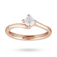 Brilliant Cut 0.25 Carat Solitaire Twist Ring in 18 Carat Rose Gold - Ring Size O