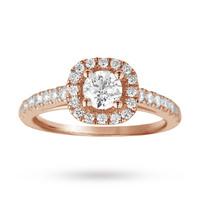 Brilliant Cut 1.00 Total Carat Weight Diamond Halo Ring With Diamond Set Shoulders In 18 Carat White Gold - Ring Size O
