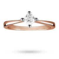 Brilliant Cut 0.25 Carat Solitaire Diamond Ring In 9 Carat Rose Gold - Ring Size P