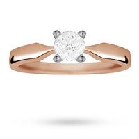 Brilliant Cut 0.40 Carat Solitaire Diamond Ring Set In 9 Carat Rose Gold - Ring Size O