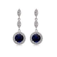 Brass Vermeil Plated With Cubic Zirconia Simple Temperament Circle Solitaire Earrings(More Colors)