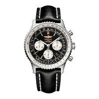 breitling gents navitimer 01 black leather strap watch