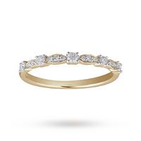 Brilliant And Marquise Cut Diamond Half Eternity Ring In 9ct Yellow Gold - Ring Size P