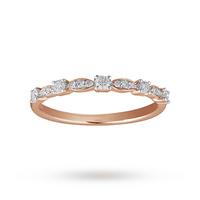 Brilliant And Marquise Cut Diamond Half Eternity Ring In 9ct Rose Gold - Ring Size O