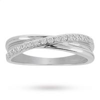 Brilliant Cut Cubic Zirconia Cross Over Ring in 9 Carat White Gold