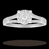 Brilliant cut 0.40 total carat weight cluster and diamond set shoulders ring set in 18 carat white gold - Ring size F.5