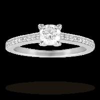 Brilliant Cut 0.45 Total Carat Weight Solitaire And Diamond Set Shoulders Ring In 18 Carat White Gold - Ring Size J