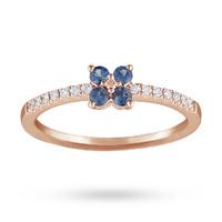 Brilliant Cut Sapphire and Diamond Promise Engagement Ring in 9 Carat Rose Gold - Ring Size P